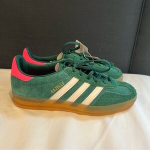 New Adidas Gazelle Indoor Collegiate Green and Pink Sneakers